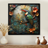Green orange Rainforest Radiance Toucan - Green Parrot Wall Art