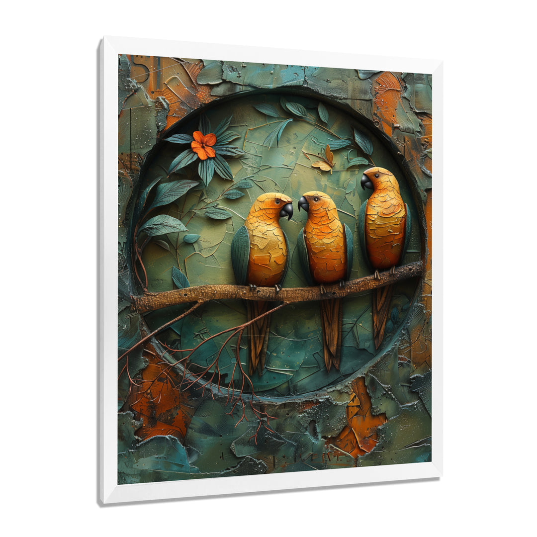 Yellow green Rainforest Radiance parrots - Yellow Parrot Wall Art
