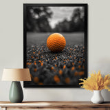 Monochrome Orange Grey Golf Ball I - Golf Canvas Wall Art