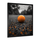 Monochrome Orange Grey Golf Ball I - Golf Canvas Wall Art