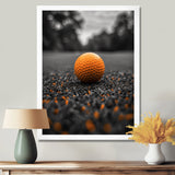 Monochrome Orange Grey Golf Ball I - Golf Canvas Wall Art