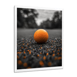 Monochrome Orange Grey Golf Ball I - Golf Canvas Wall Art
