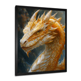 Yellow white Golden Claw Dragon - Dragons Framed Canvas Art