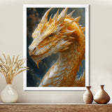 Yellow white Golden Claw Dragon - Dragons Framed Canvas Art
