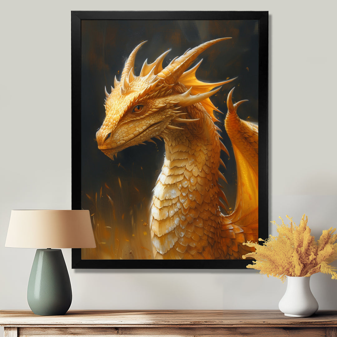 Yellow black Golden Wings Dragon - Dragons Home Decor Art
