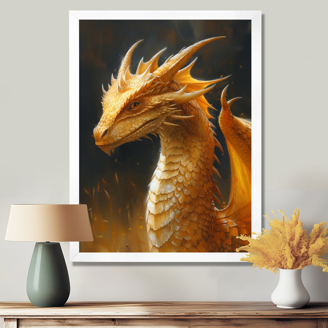 Yellow black Golden Wings Dragon - Dragons Home Decor Art