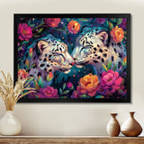 White leopard love flower blooms - Leopard Living Room Wall Art