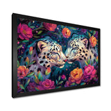 White leopard love flower blooms - Leopard Living Room Wall Art