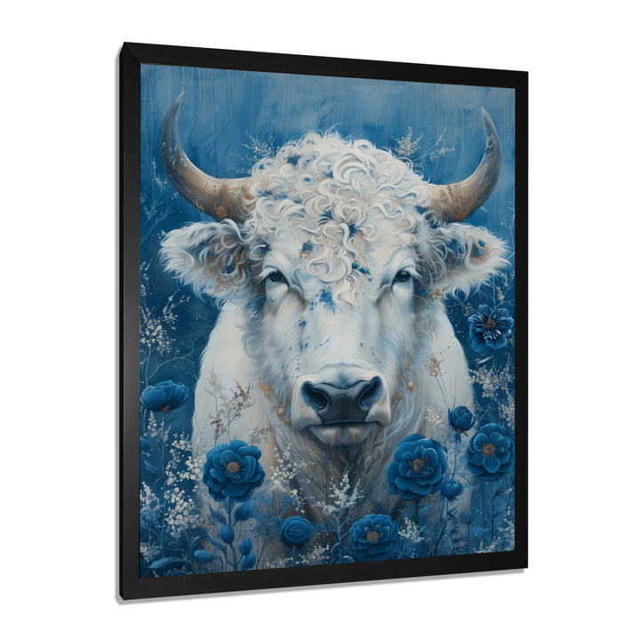 White blue Cosmic Nurture Taurus - Taurus Canvas Wall Art