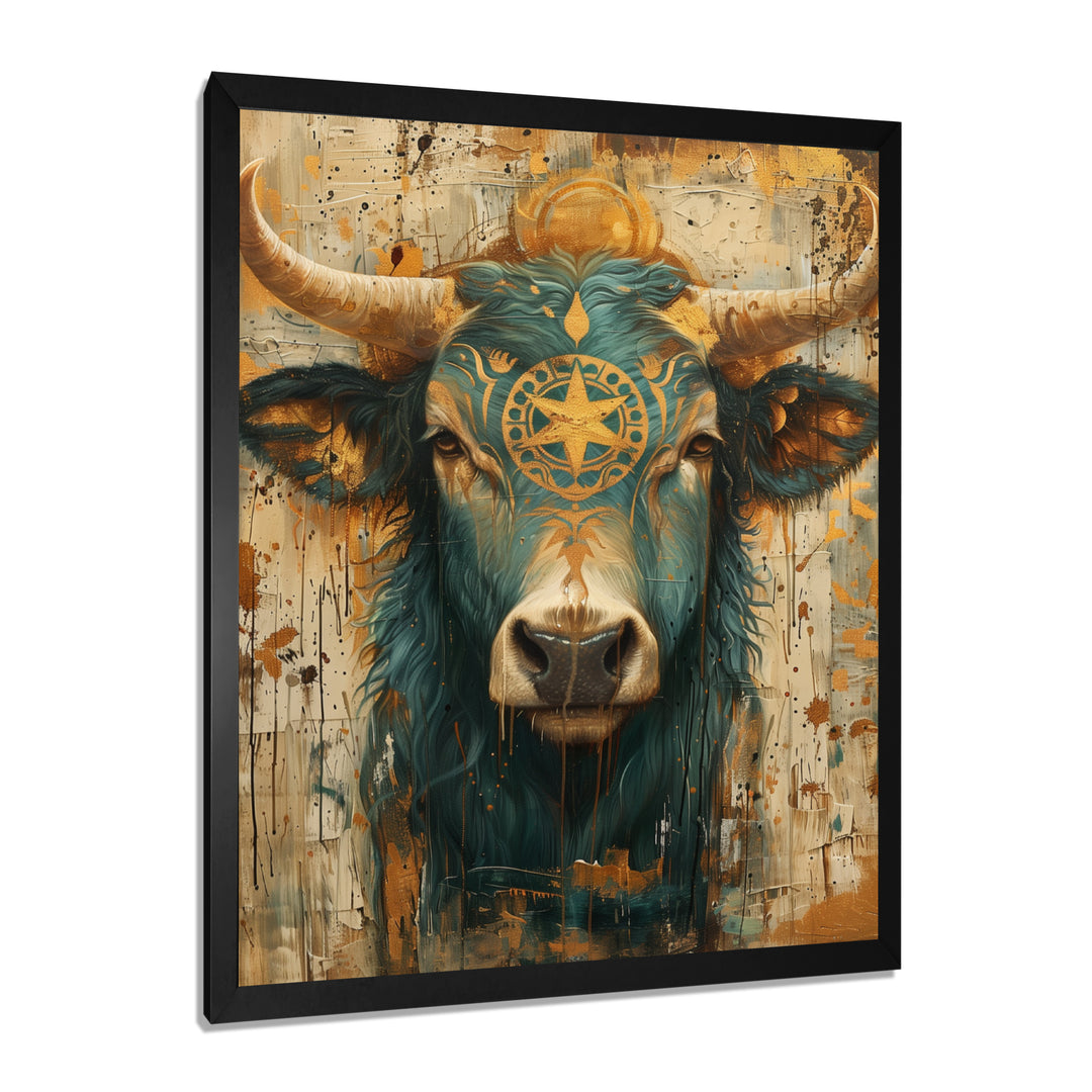 Vintage green Taurus constellation zodiac portrait - Taurus Wall Art Prints