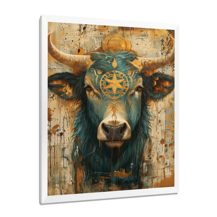 Vintage green Taurus constellation zodiac portrait - Taurus Wall Art Prints