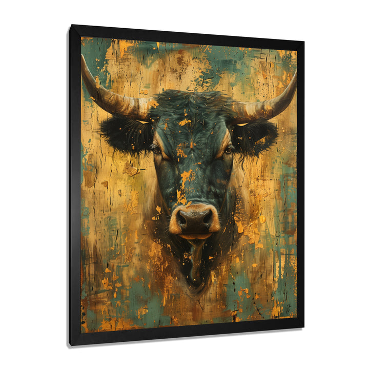 Vintage golden green Taurus - Taurus Wall Art Prints