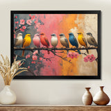 White blue birds on floral branch - Bird Home Decor Art