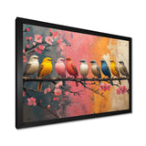 White blue birds on floral branch - Bird Home Decor Art
