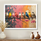 White blue birds on floral branch - Bird Home Decor Art