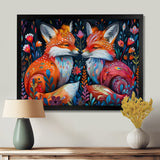 Orange green autumn Fox dreams meadow - Fox Large Canvas Wall Art