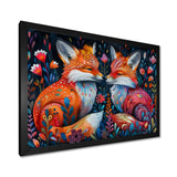 Orange green autumn Fox dreams meadow - Fox Large Canvas Wall Art