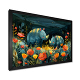 Green orange summer Rhino wondering dreams - Rhino Wall Art Prints