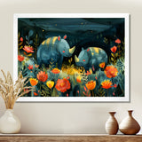 Green orange summer Rhino wondering dreams - Rhino Wall Art Prints