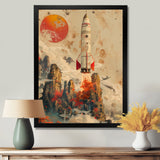 Orange Rocket in space I - Rocket Canvas Wall Art