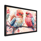 Pink blue parrots on a floral branch - Parrot Living Room Wall Art