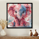 Pink blue baby elephant - Elephant Bedroom Wall Art