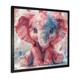 Pink blue baby elephant - Elephant Bedroom Wall Art