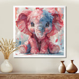 Pink blue baby elephant - Elephant Bedroom Wall Art