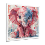 Pink blue baby elephant - Elephant Bedroom Wall Art