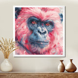 Pink blue gorilla portrait - Gorilla Canvas Wall Art