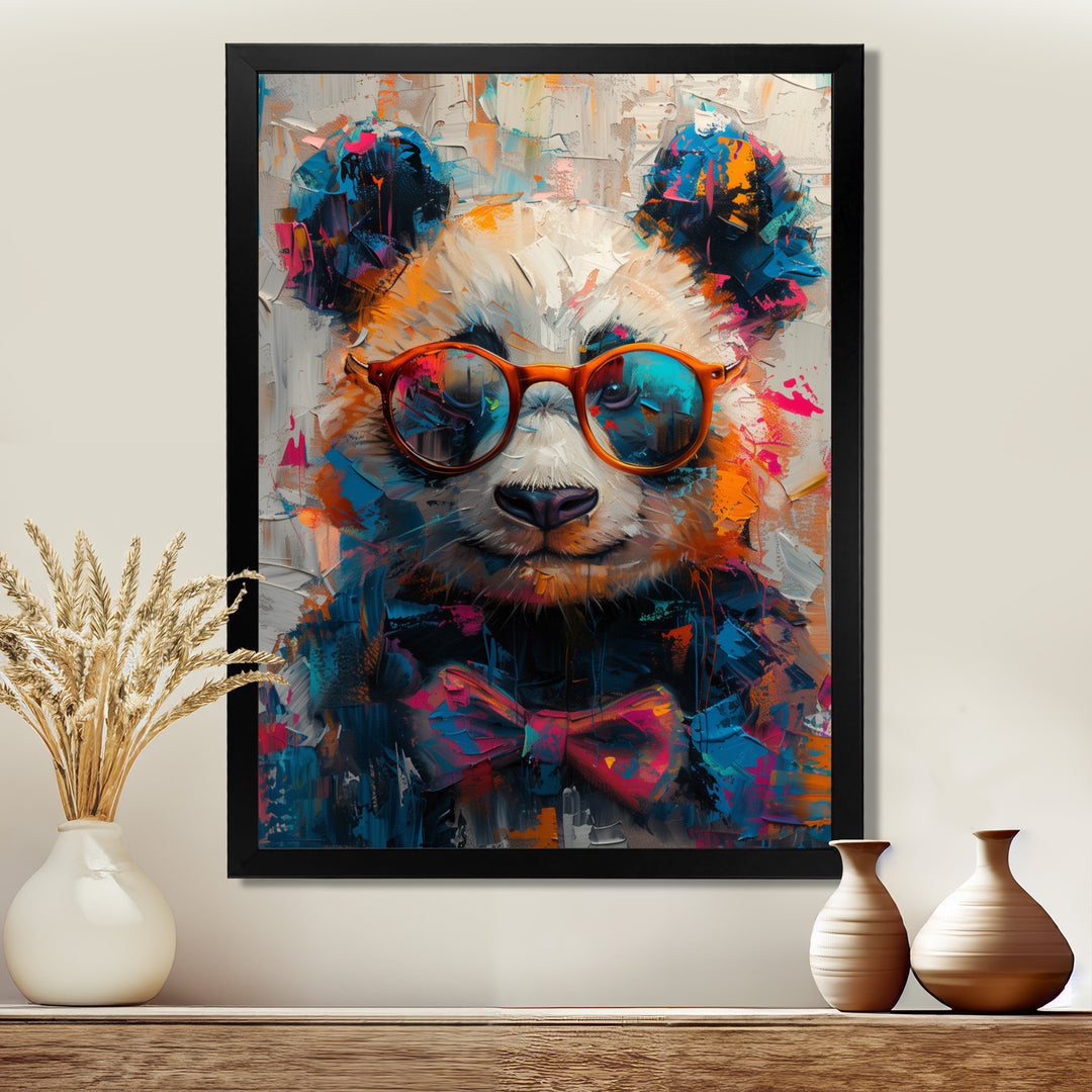 Red black panda portrait illusion - Panda Canvas Wall Art