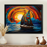 Colorful sunrise Sailing Boat on the ocean I - Boat Sailing Canvas Wall Art