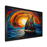 Colorful sunrise Sailing Boat on the ocean I - Boat Sailing Canvas Wall Art