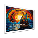 Colorful sunrise Sailing Boat on the ocean I - Boat Sailing Canvas Wall Art