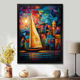 Colorful Sailing Boat at port I - Boat Sailing Canvas Wall Art