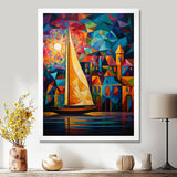 Colorful Sailing Boat at port I - Boat Sailing Canvas Wall Art