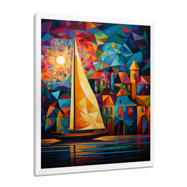 Colorful Sailing Boat at port I - Boat Sailing Canvas Wall Art