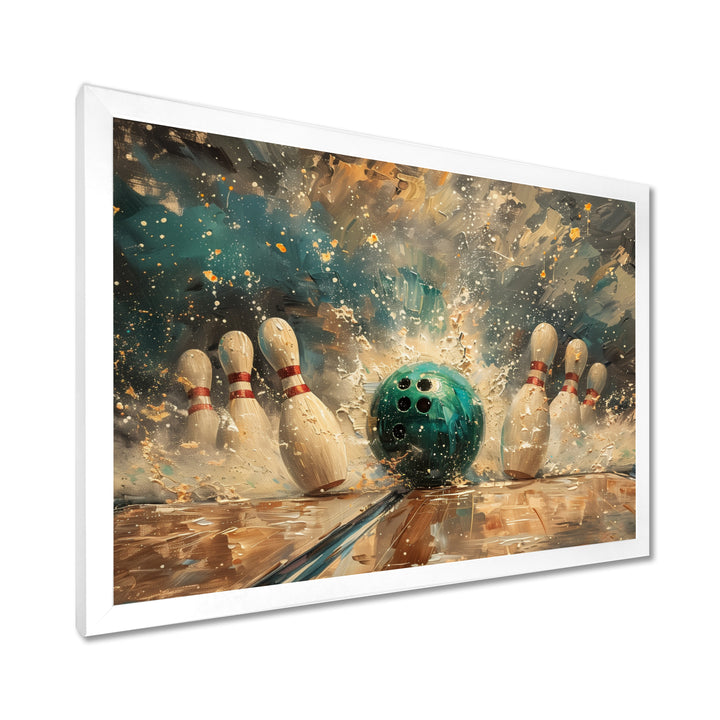Green Bowling Ball Full Strike I - Bowling Canvas Wall Art