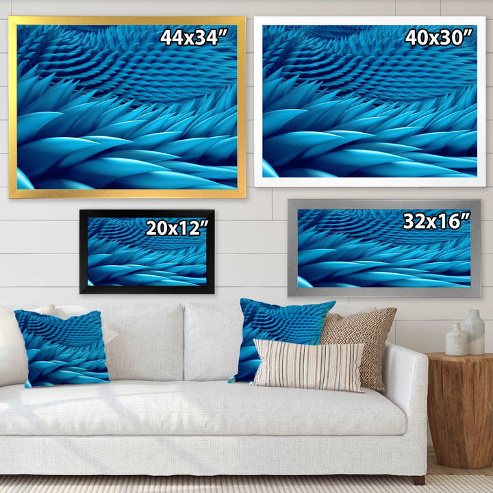 Abstract Blue Wavy Background Framed Print Matte White - 1.5" Width