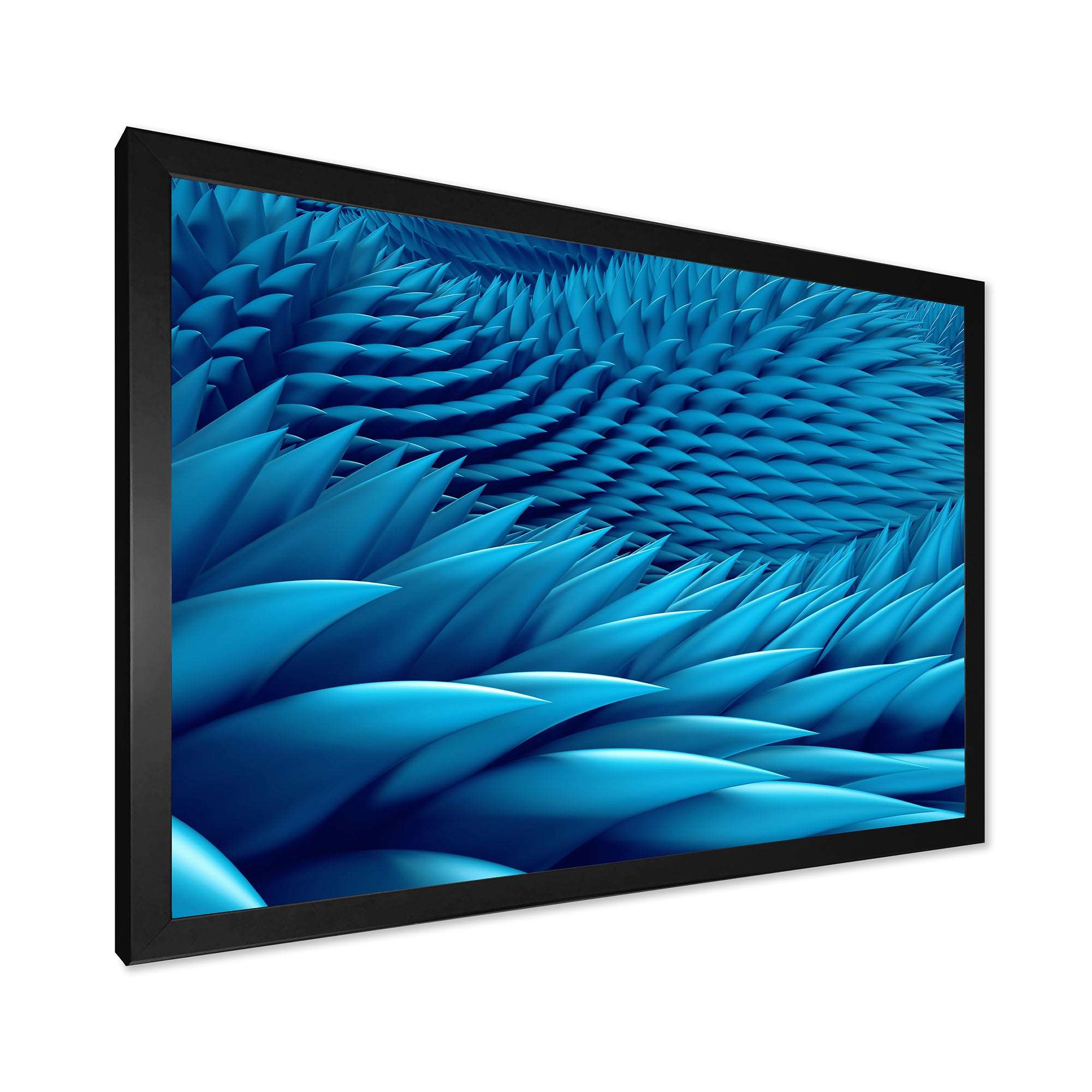 Abstract Blue Wavy Background Framed Print Vibrant Black - 1.5" Width