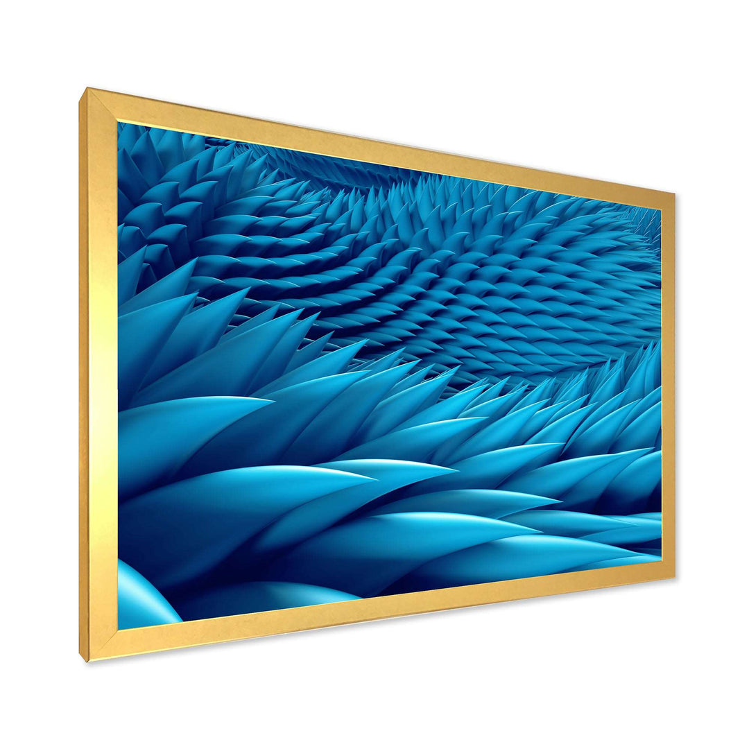 Abstract Blue Wavy Background Framed Print Vibrant Gold - 1.5" Width
