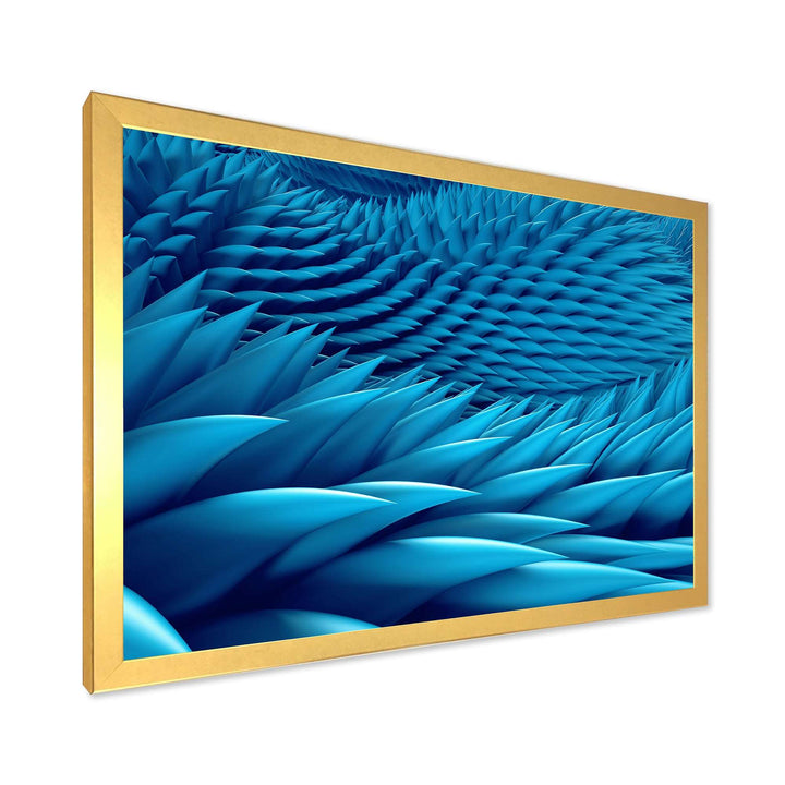 Abstract Blue Wavy Background Framed Print Vibrant Gold - 1.5" Width