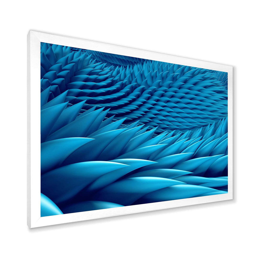 Abstract Blue Wavy Background Framed Print Matte White - 1.5" Width