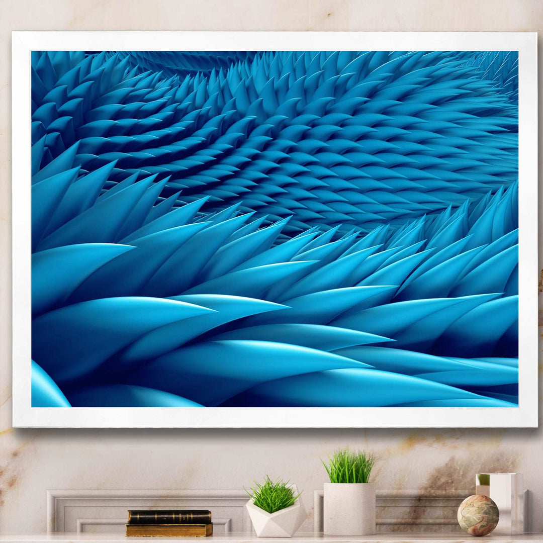 Abstract Blue Wavy Background Framed Print Matte White - 1.5" Width