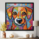 Geometric multicolor dog portrait - Dog Living Room Wall Art