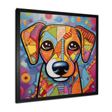 Geometric multicolor dog portrait - Dog Living Room Wall Art