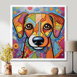 Geometric multicolor dog portrait - Dog Living Room Wall Art