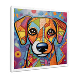 Geometric multicolor dog portrait - Dog Living Room Wall Art