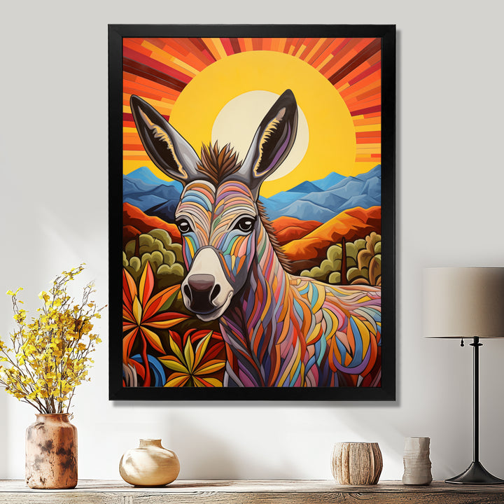 Donkey in colorful jungle landscape - Donkey Wall Decor