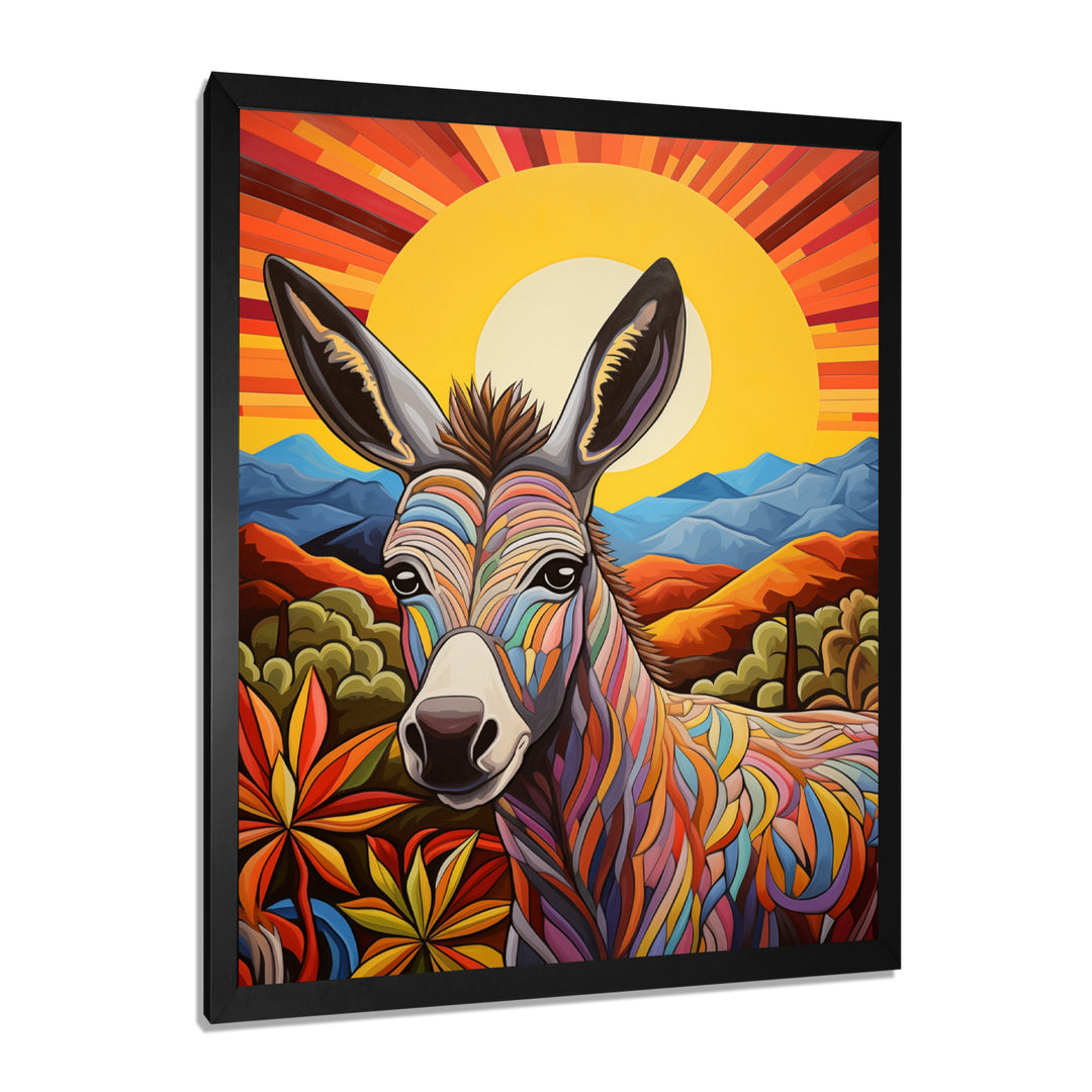 Donkey in colorful jungle landscape - Donkey Wall Decor